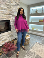 Grape Fringed Roll Neck Jumper Naomi